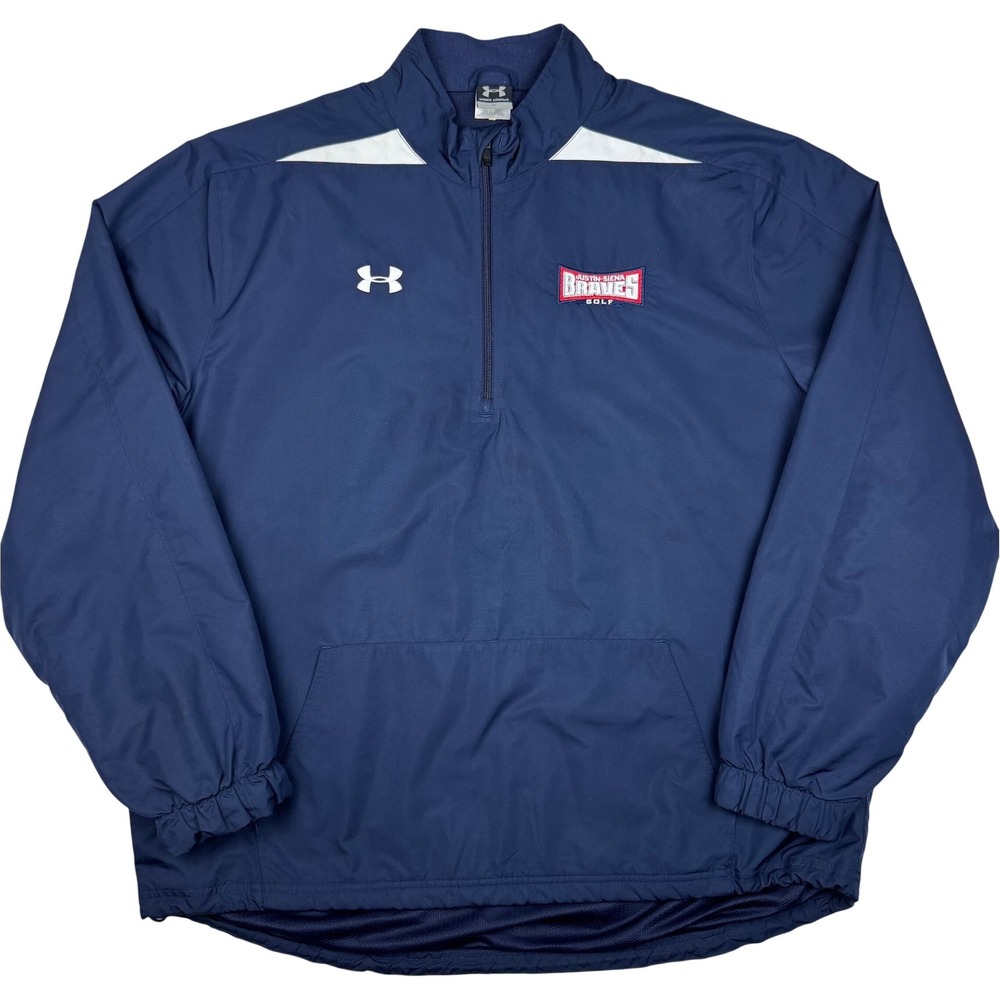 Under Armour Windbreaker Jacket Mens XL Blue Justin-Siena Braves Golf 1/4 Zip